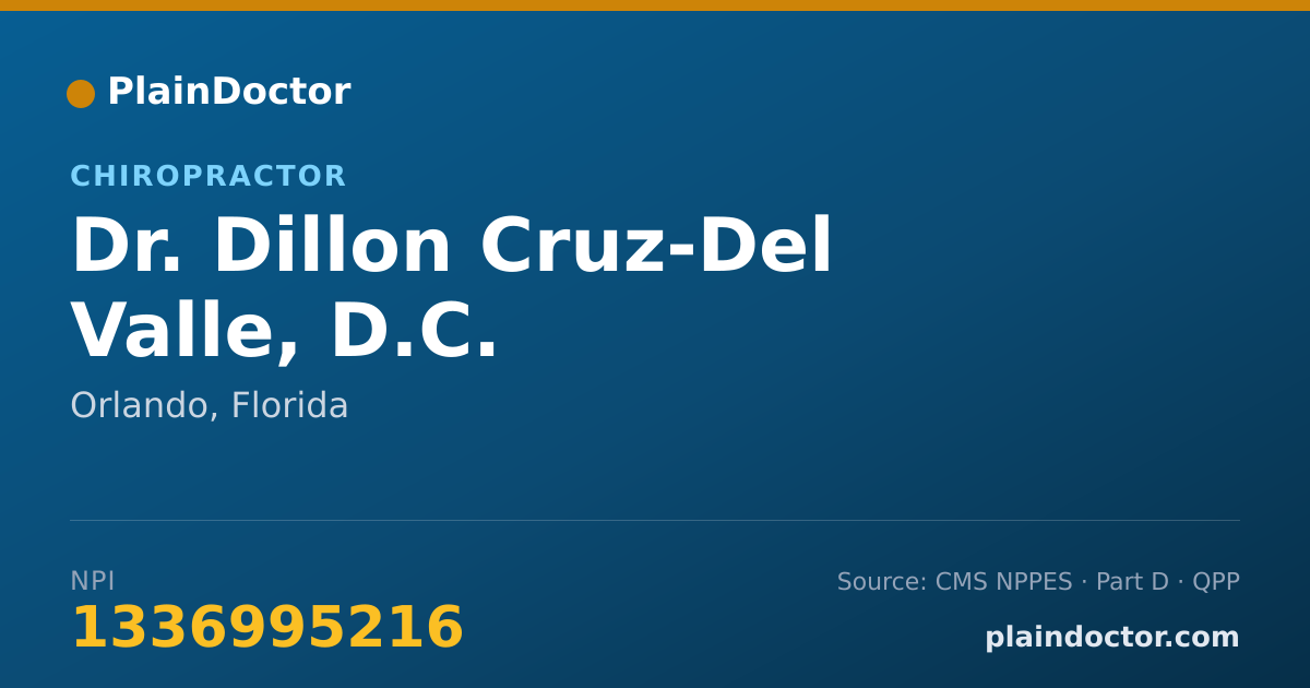 Shareable card for Dillon Cruz-Del Valle, D.C. - Chiropractor, Orlando, FL