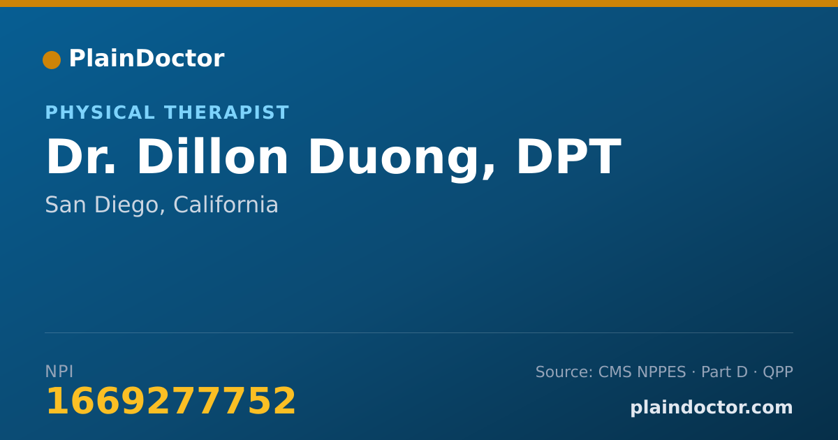 Shareable card for Dillon Duong, DPT - Physical Therapist, San Diego, CA