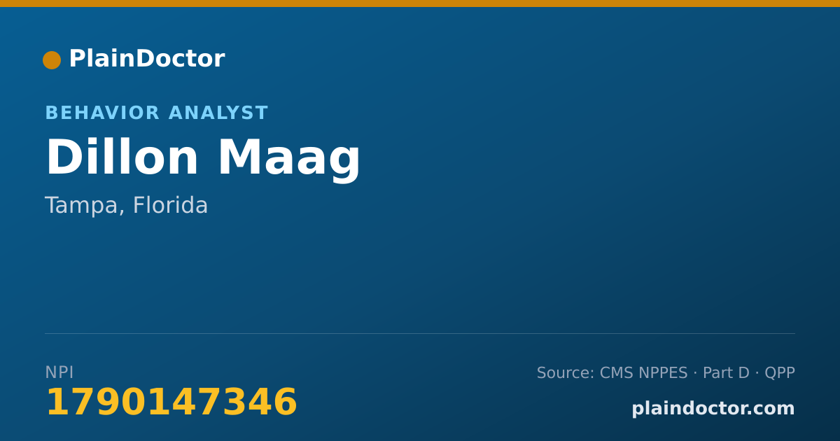 Shareable card for Dillon Maag - Behavior Analyst, Tampa, FL