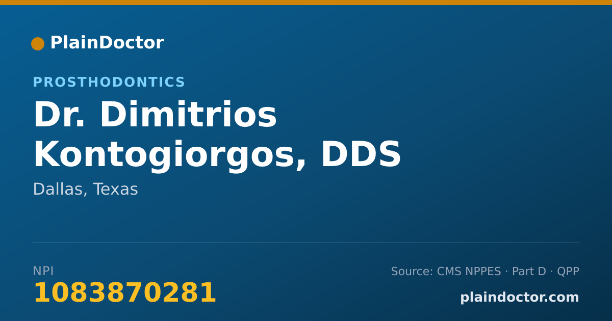 Shareable card for Dimitrios Kontogiorgos, DDS - Prosthodontics, Dallas, TX