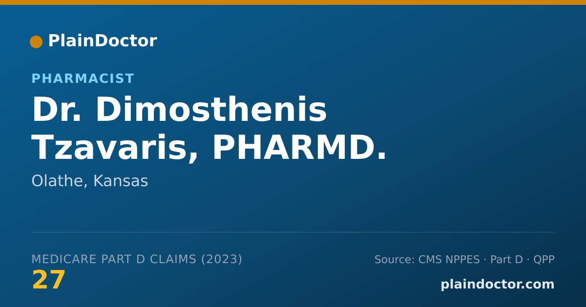 Shareable card for Dimosthenis Tzavaris, PHARMD. - Pharmacist, Olathe, KS