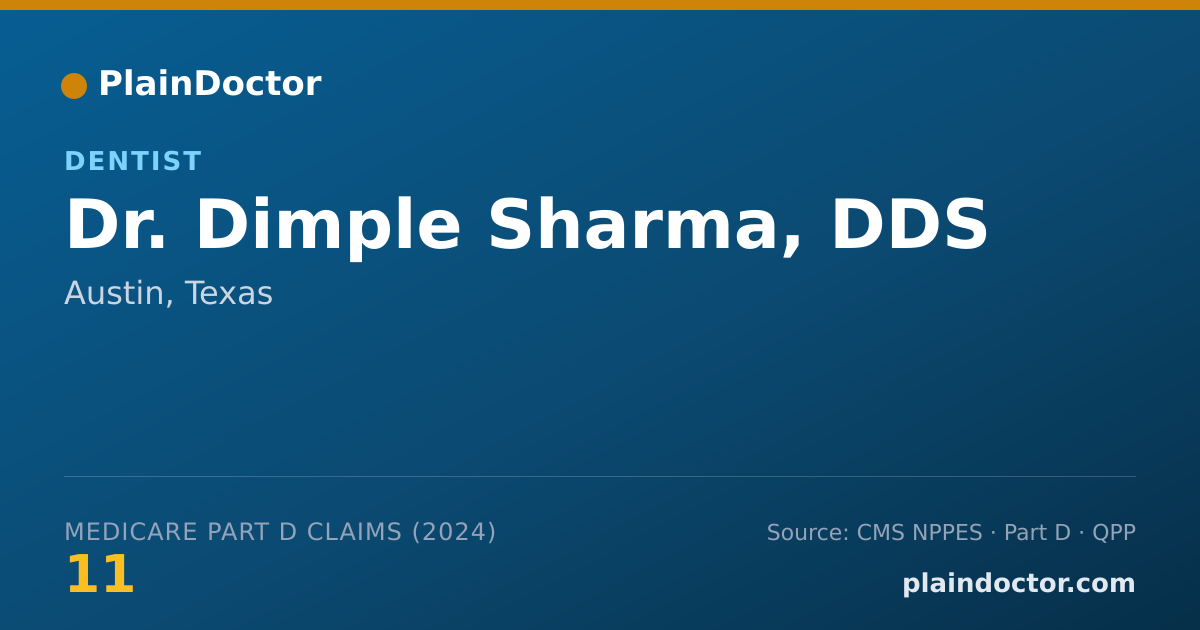 Shareable card for Dimple Sharma, DDS - Dentist, Austin, TX