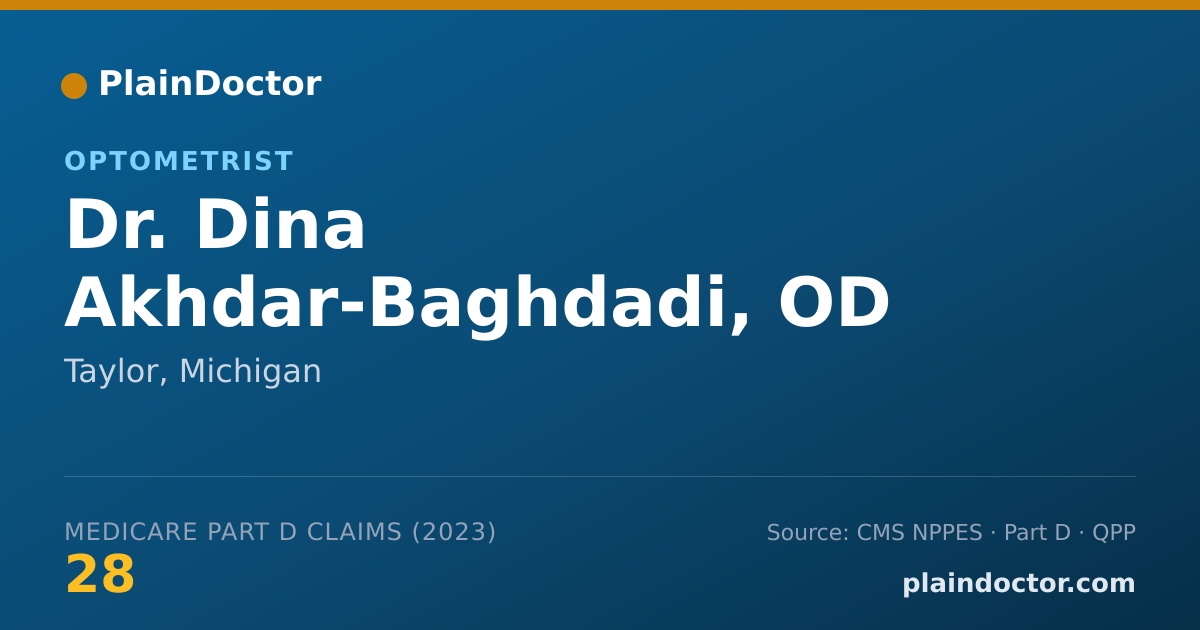 Shareable card for Dina Akhdar-Baghdadi, OD - Optometrist, Taylor, MI