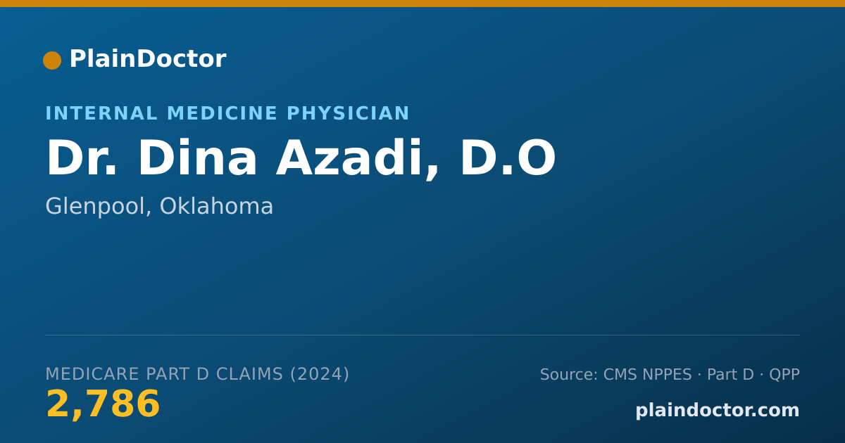 Shareable card for Dina Azadi, D.O - Internal Medicine Physician, Glenpool, OK