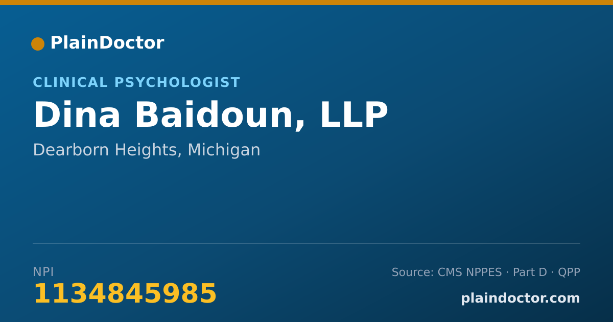 Shareable card for Dina Baidoun, LLP - Clinical Psychologist, Dearborn Heights, MI