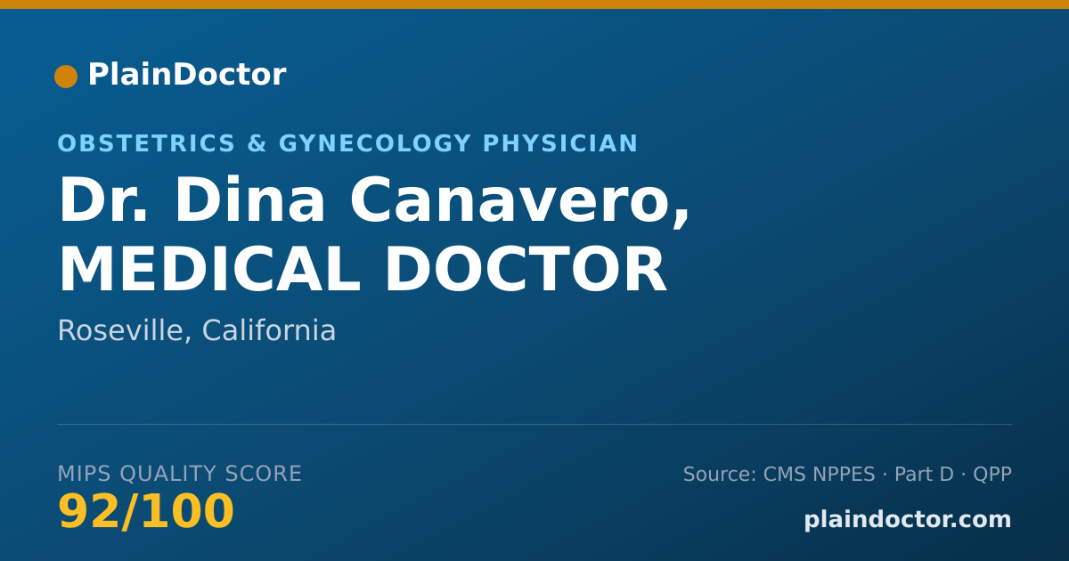 Shareable card for Dina Canavero, MEDICAL DOCTOR - Obstetrics & Gynecology Physician, Roseville, CA