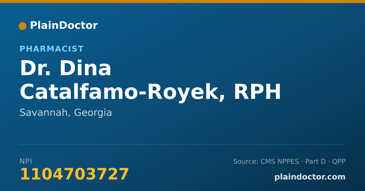 Shareable card for Dina Catalfamo-Royek, RPH - Pharmacist, Savannah, GA