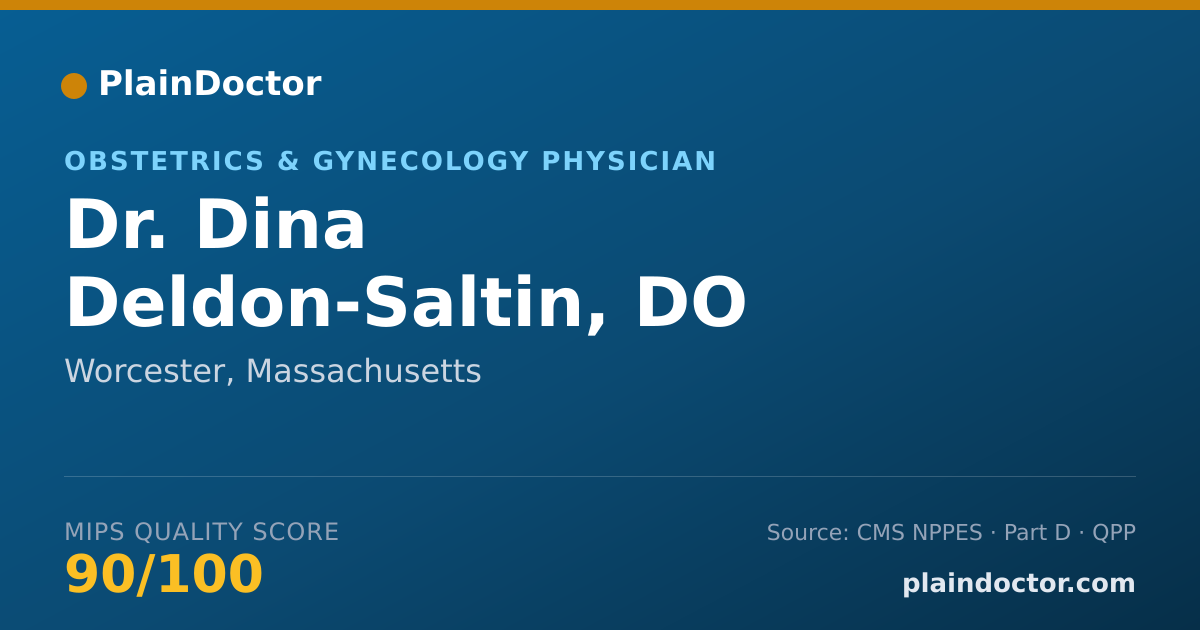 Shareable card for Dina Deldon-Saltin, DO - Obstetrics & Gynecology Physician, Worcester, MA