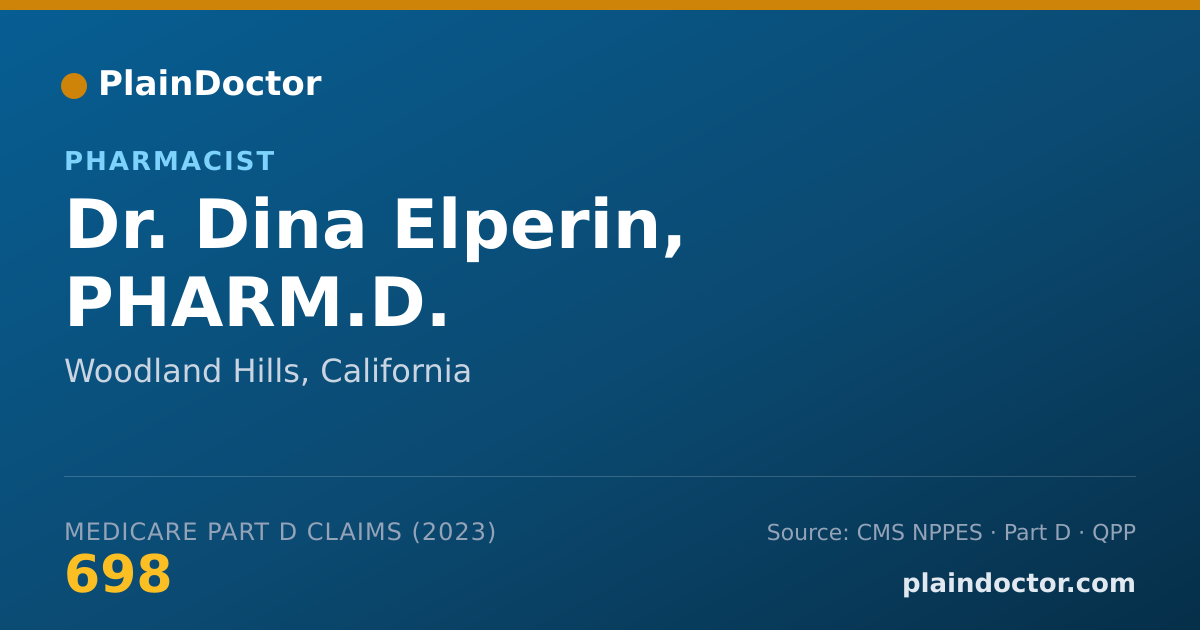 Shareable card for Dina Elperin, PHARM.D. - Pharmacist, Woodland Hills, CA