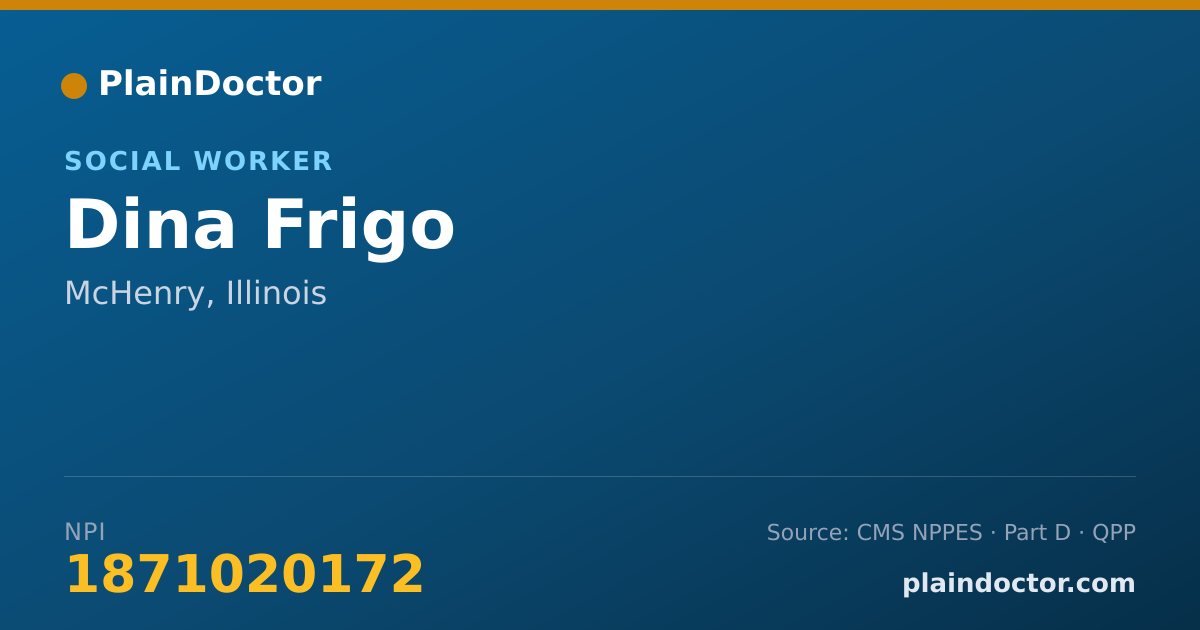 Shareable card for Dina Frigo - Social Worker, McHenry, IL