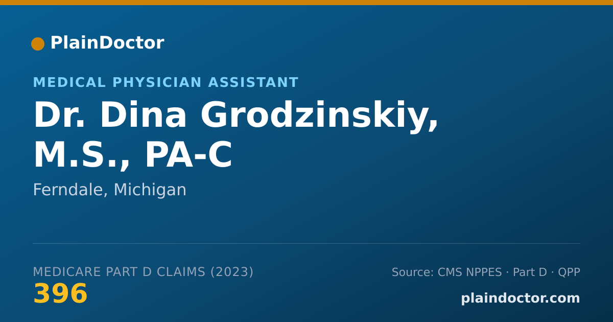 Shareable card for Dina Grodzinskiy, M.S., PA-C - Medical Physician Assistant, Ferndale, MI