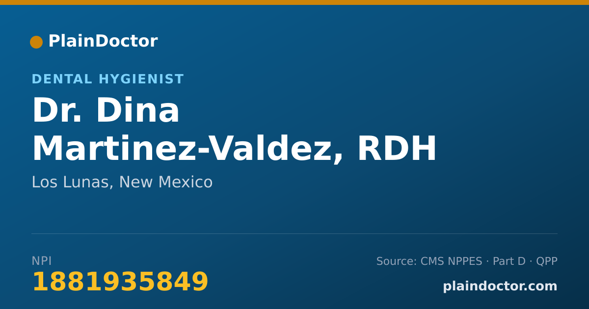 Shareable card for Dina Martinez-Valdez, RDH - Dental Hygienist, Los Lunas, NM