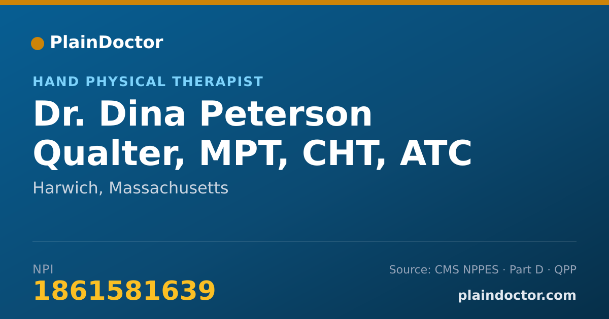 Shareable card for Dina Peterson Qualter, MPT, CHT, ATC - Hand Physical Therapist, Harwich, MA
