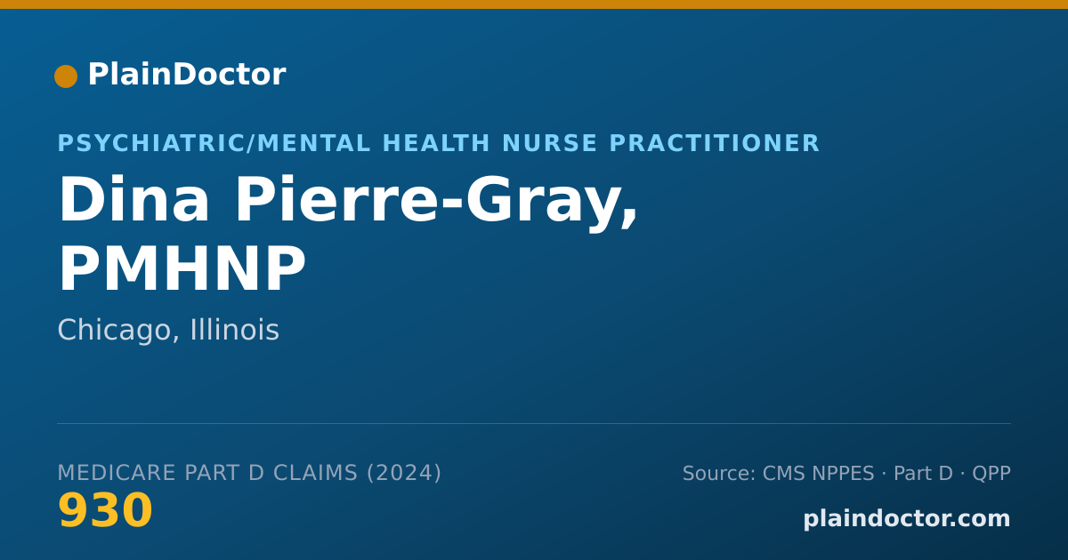 Shareable card for Dina Pierre-Gray, PMHNP - Psychiatric/Mental Health Nurse Practitioner, Chicago, IL