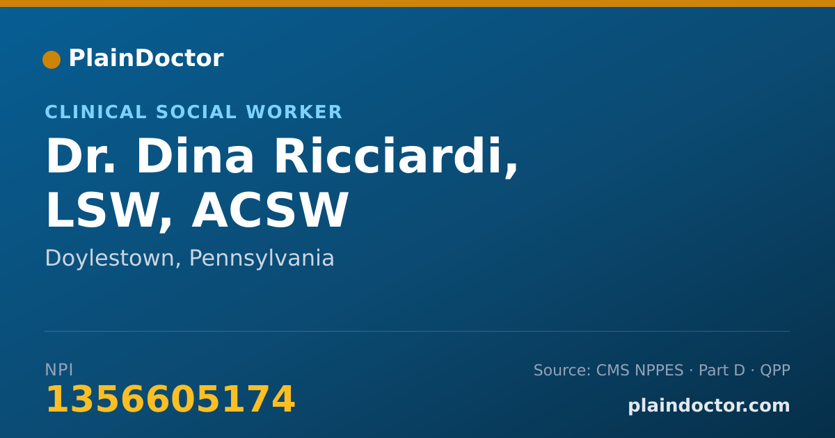 Shareable card for Dina Ricciardi, LSW, ACSW - Clinical Social Worker, Doylestown, PA