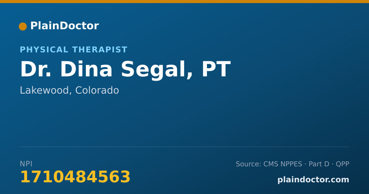 Shareable card for Dina Segal, PT - Physical Therapist, Lakewood, CO