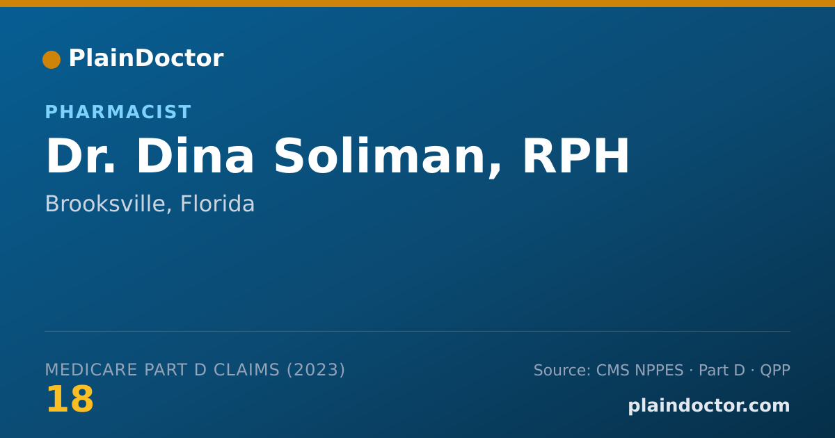 Shareable card for Dina Soliman, RPH - Pharmacist, Brooksville, FL