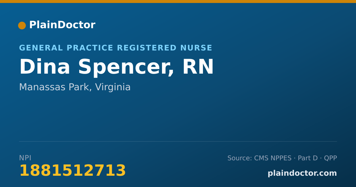 Shareable card for Dina Spencer, RN - General Practice Registered Nurse, Manassas Park, VA