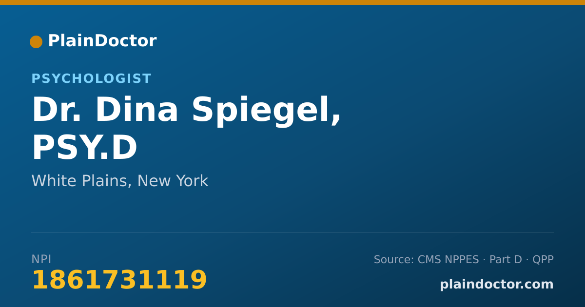 Shareable card for Dina Spiegel, PSY.D - Psychologist, White Plains, NY