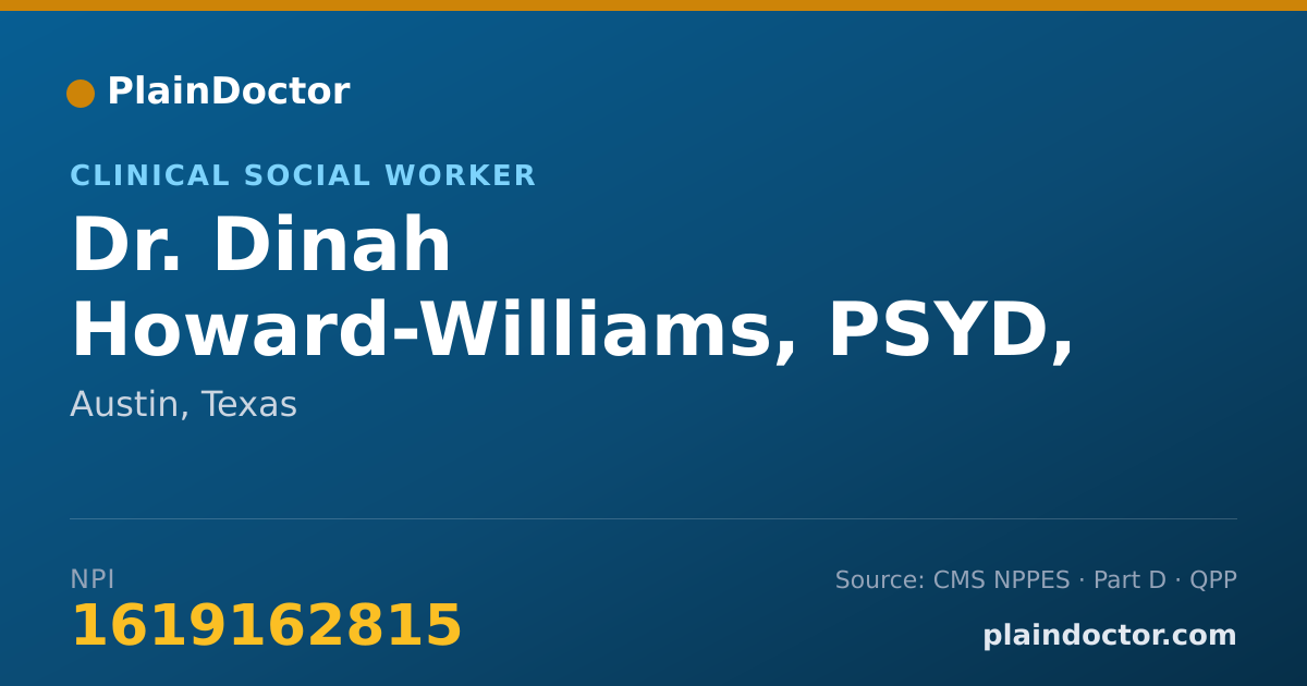 Shareable card for Dinah Howard-Williams, PSYD, LCSW-S - Clinical Social Worker, Austin, TX