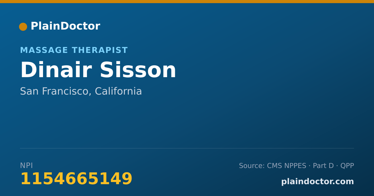 Shareable card for Dinair Sisson - Massage Therapist, San Francisco, CA