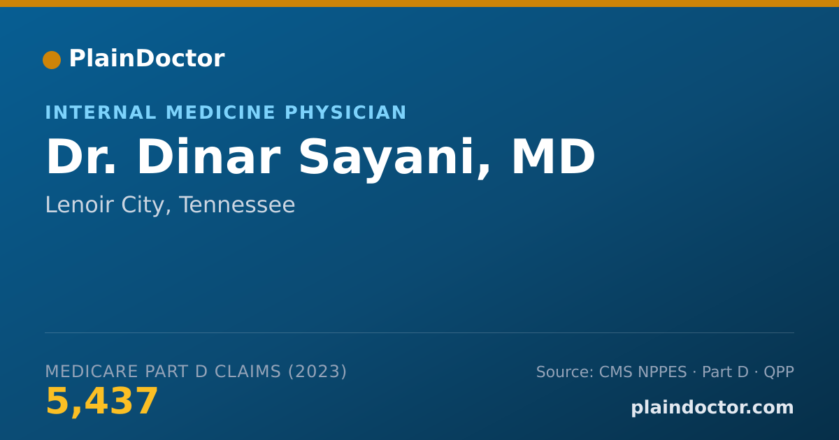 Shareable card for Dinar Sayani, MD - Internal Medicine Physician, Lenoir City, TN