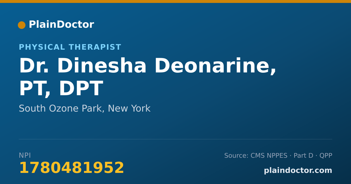Shareable card for Dinesha Deonarine, PT, DPT - Physical Therapist, South Ozone Park, NY