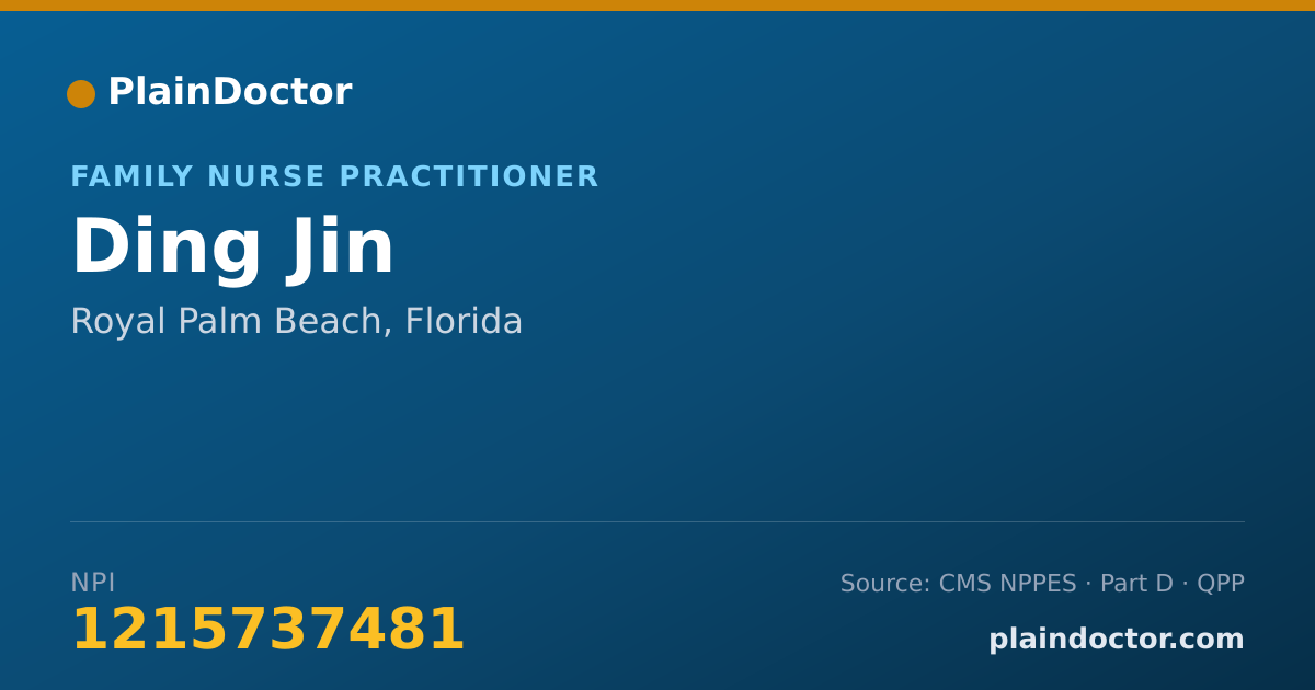 Shareable card for Ding Jin - Family Nurse Practitioner, Royal Palm Beach, FL