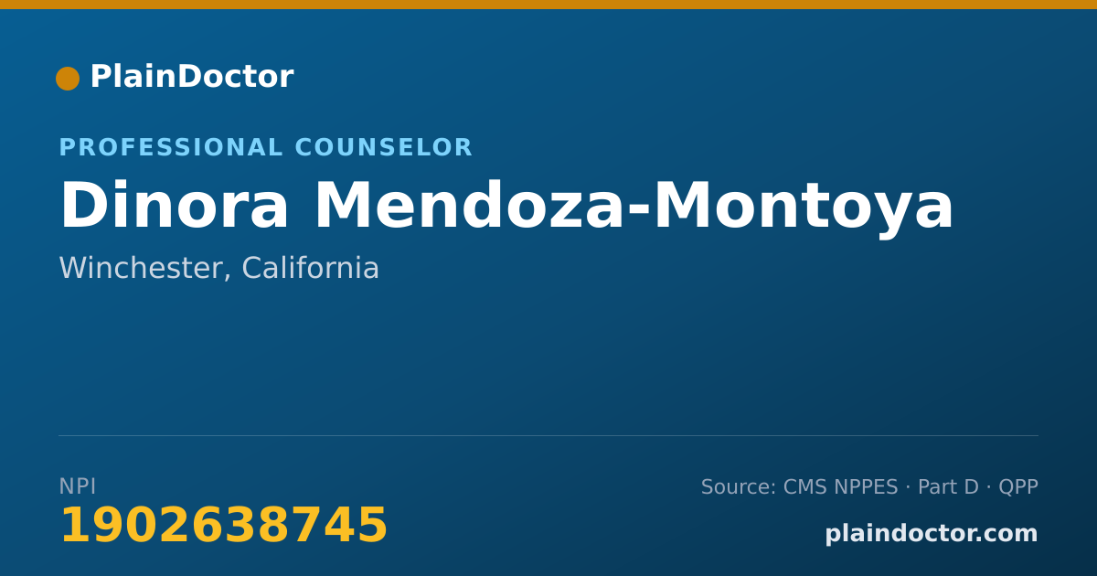 Shareable card for Dinora Mendoza-Montoya - Professional Counselor, Winchester, CA
