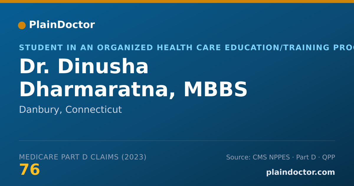 Shareable card for Dinusha Dharmaratna, MBBS - Student in an Organized Health Care Education/Training Program, Danbury, CT