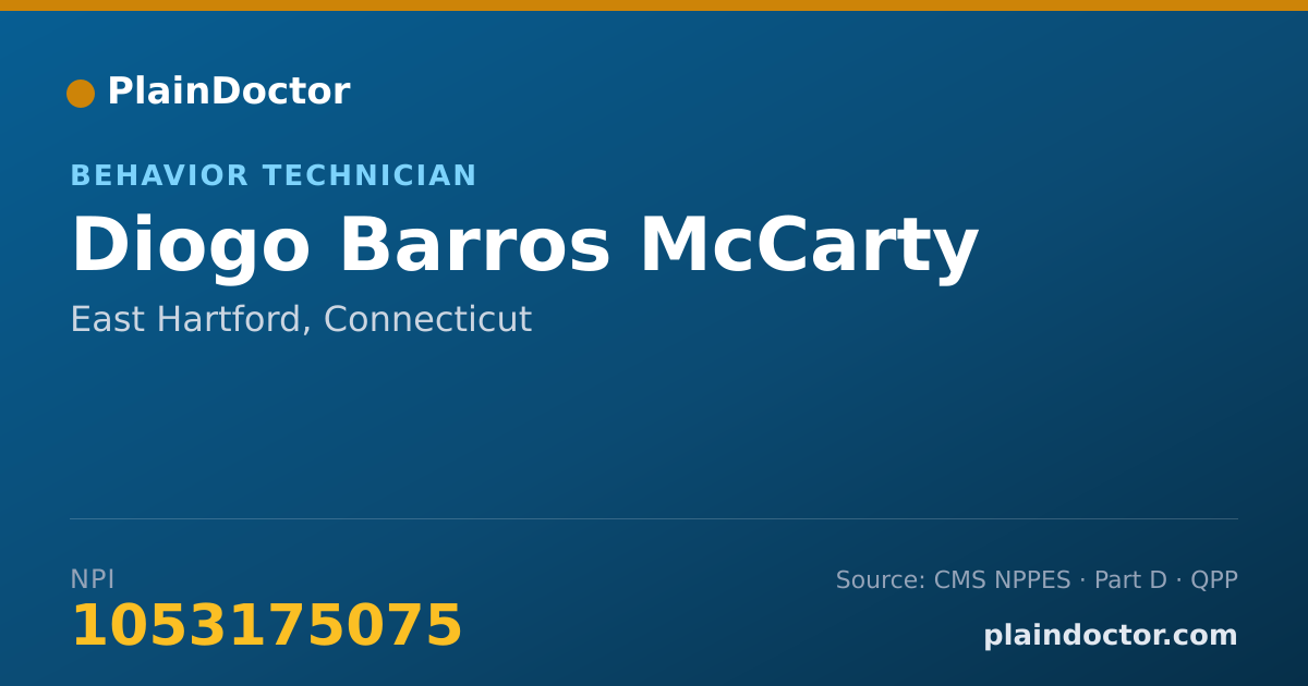 Shareable card for Diogo Barros McCarty - Behavior Technician, East Hartford, CT