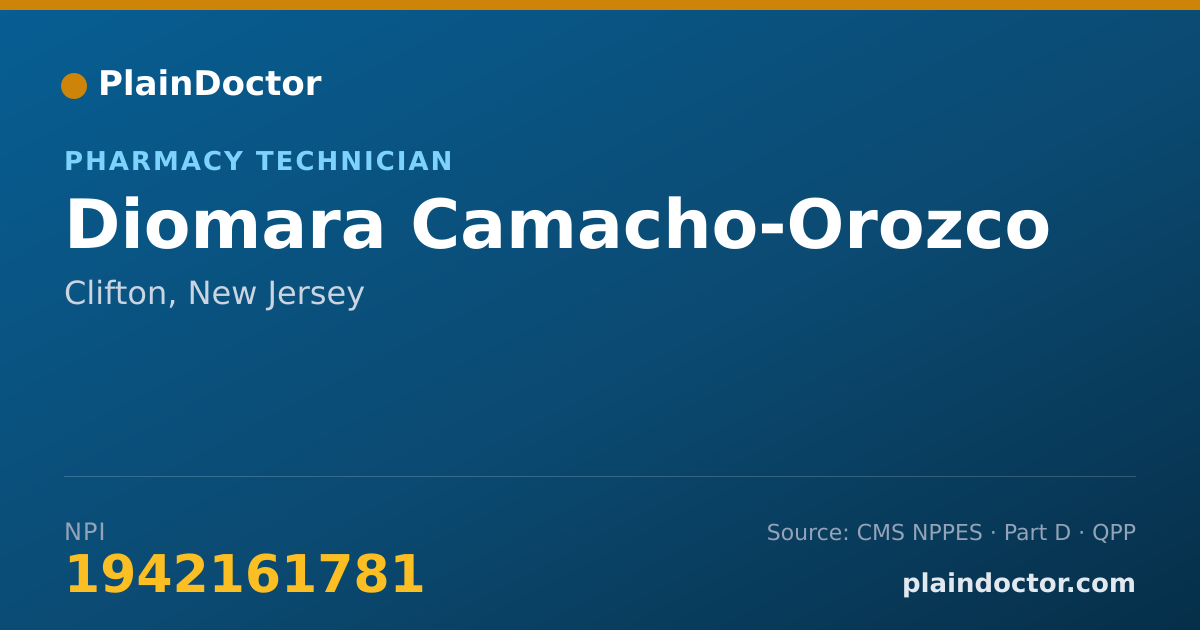 Shareable card for Diomara Camacho-Orozco - Pharmacy Technician, Clifton, NJ