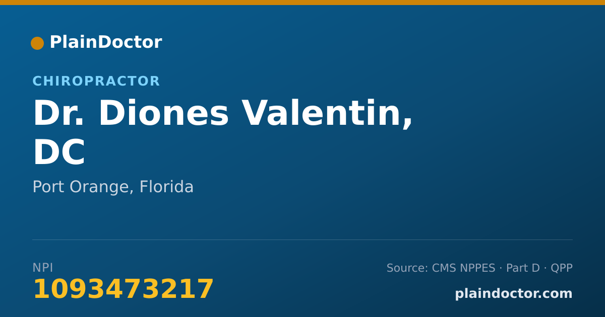 Shareable card for Diones Valentin, DC - Chiropractor, Port Orange, FL