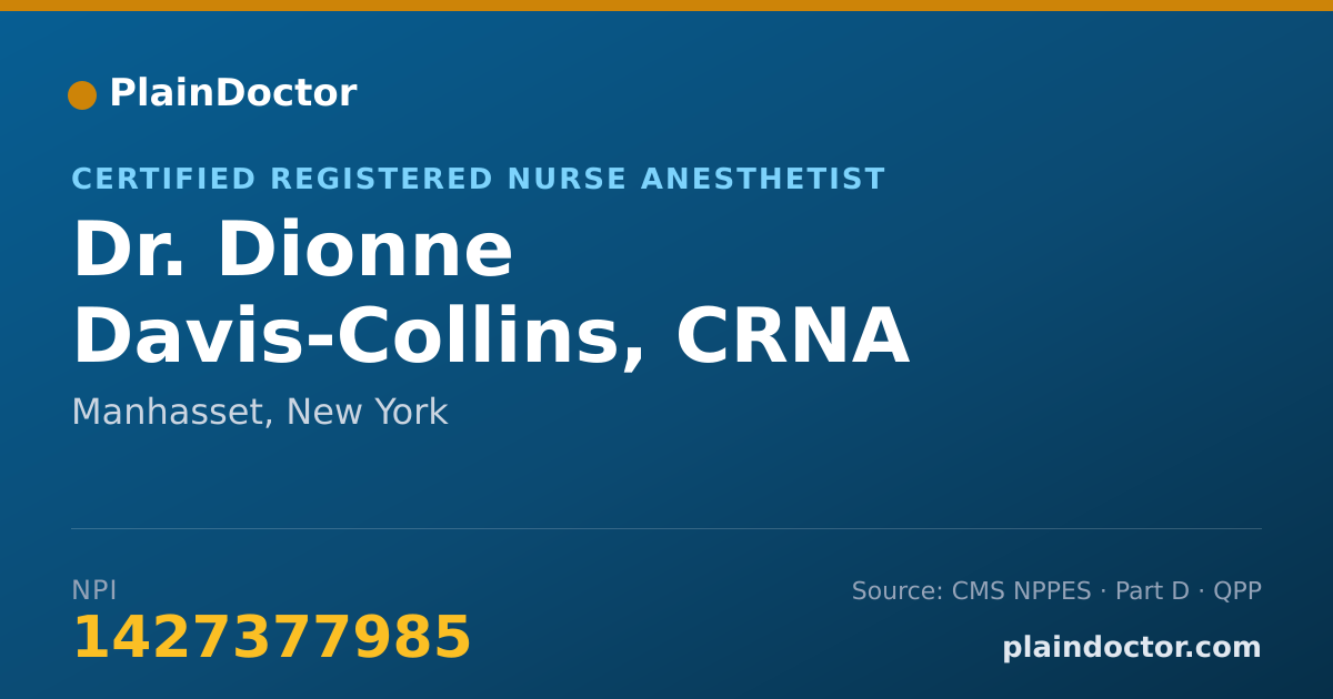 Shareable card for Dionne Davis-Collins, CRNA - Certified Registered Nurse Anesthetist, Manhasset, NY