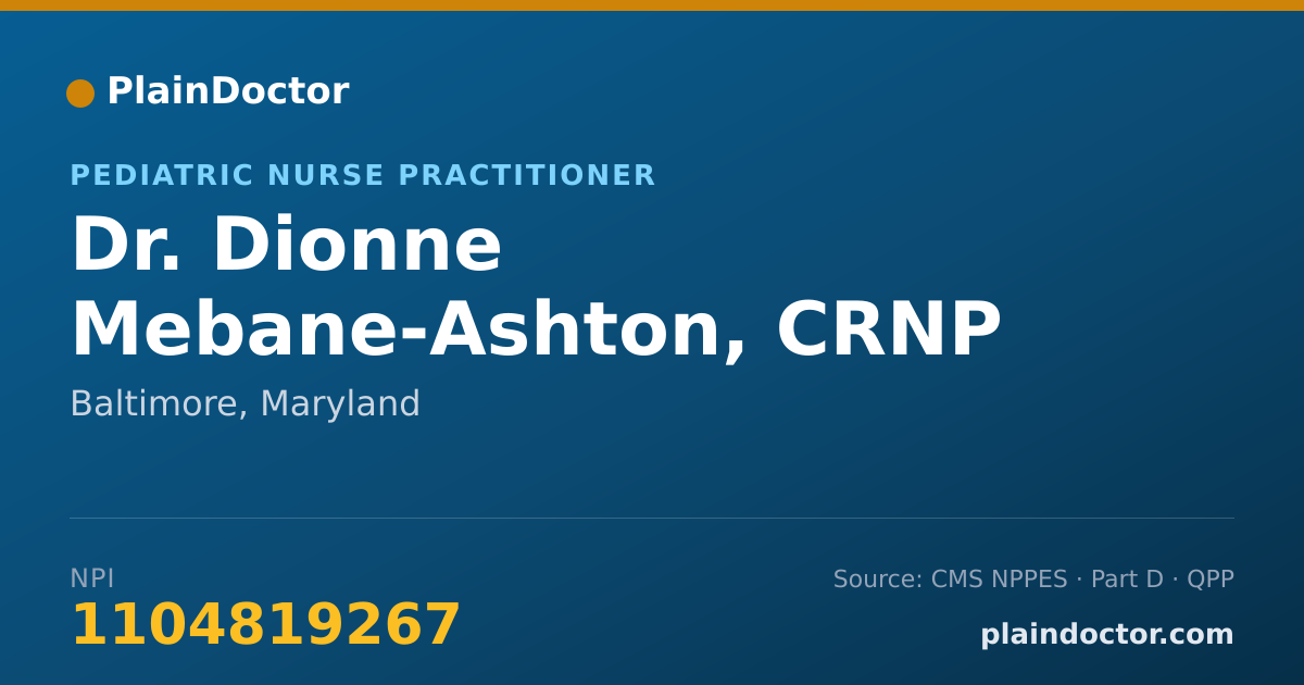Shareable card for Dionne Mebane-Ashton, CRNP - Pediatric Nurse Practitioner, Baltimore, MD