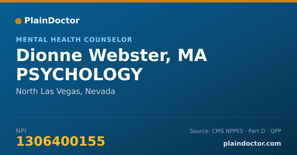 Shareable card for Dionne Webster, MA PSYCHOLOGY - Mental Health Counselor, North Las Vegas, NV