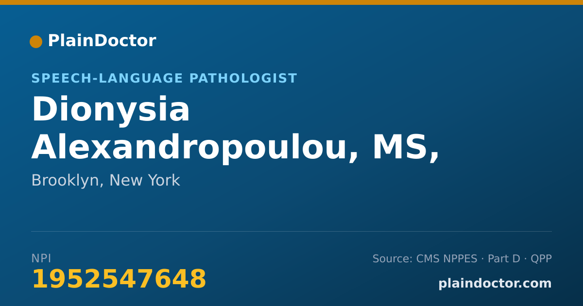 Shareable card for Dionysia Alexandropoulou, MS, CCC-SLP,TSSLD - Speech-Language Pathologist, Brooklyn, NY