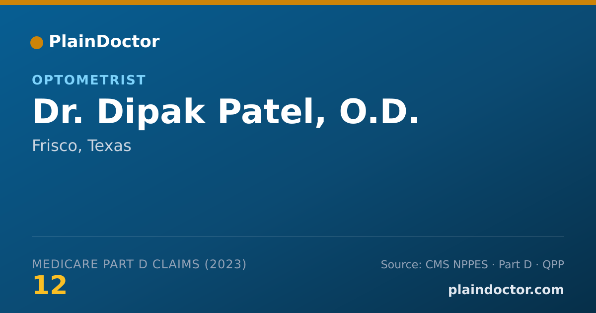 Shareable card for Dipak Patel, O.D. - Optometrist, Frisco, TX