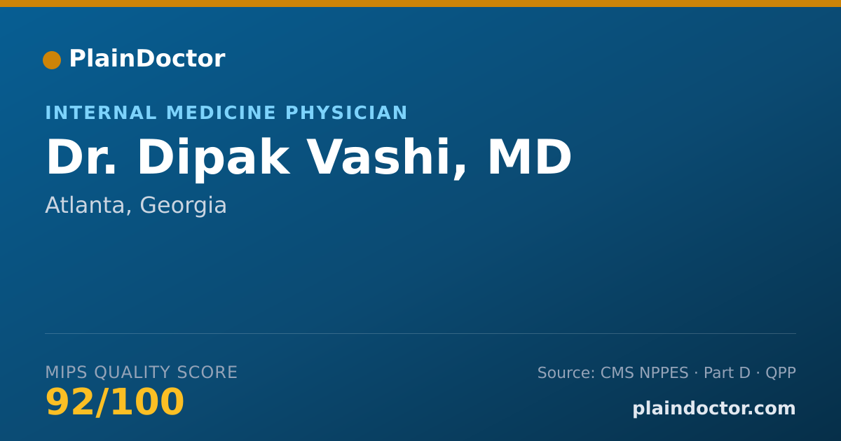 Shareable card for Dipak Vashi, MD - Internal Medicine Physician, Atlanta, GA