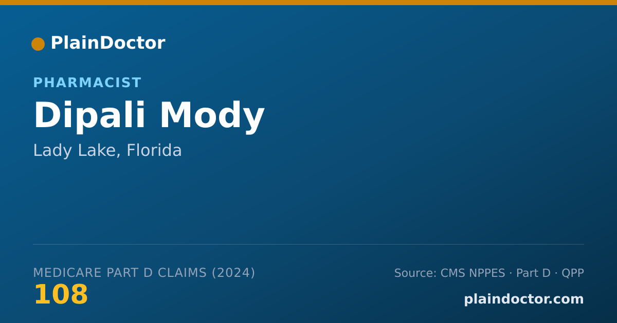 Shareable card for Dipali Mody - Pharmacist, Lady Lake, FL