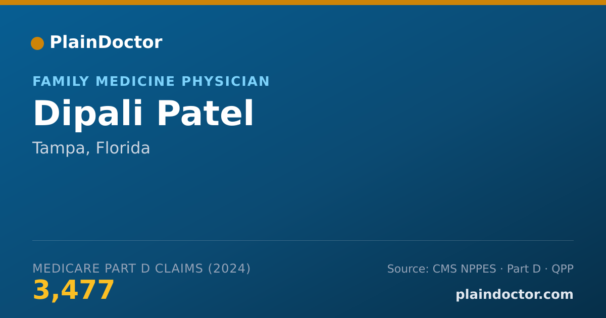 Shareable card for Dipali Patel - Family Medicine Physician, Tampa, FL
