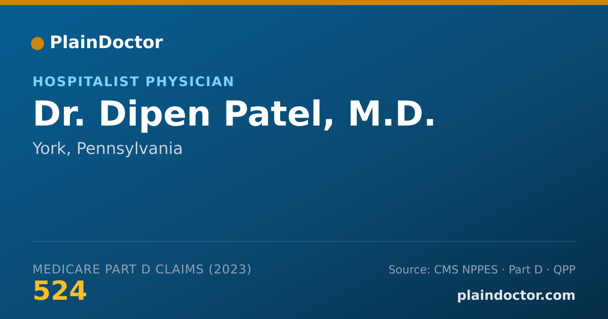 Shareable card for Dipen Patel, M.D. - Hospitalist Physician, York, PA