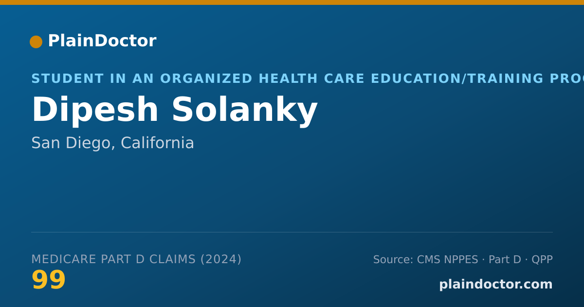 Shareable card for Dipesh Solanky - Student in an Organized Health Care Education/Training Program, San Diego, CA