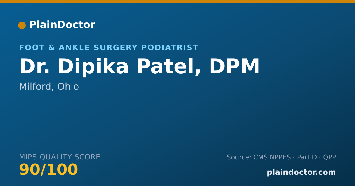 Shareable card for Dipika Patel, DPM - Foot & Ankle Surgery Podiatrist, Milford, OH