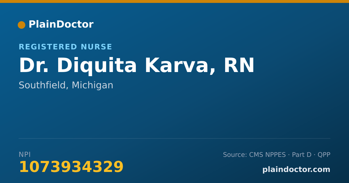 Shareable card for Diquita Karva, RN - Registered Nurse, Southfield, MI