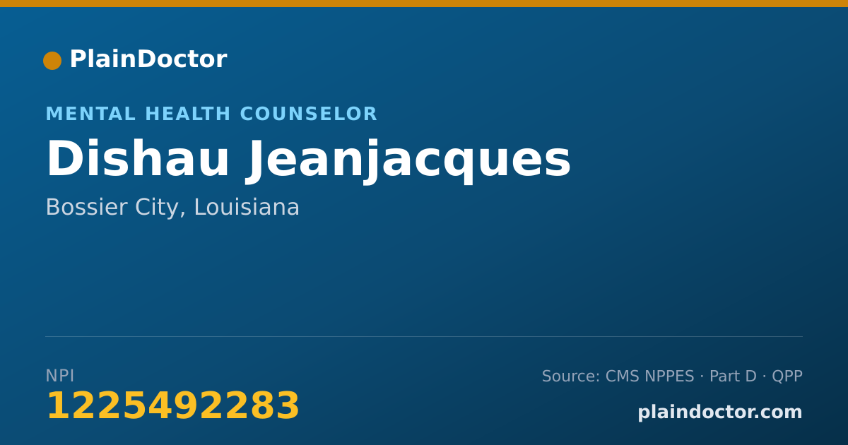 Shareable card for Dishau Jeanjacques - Mental Health Counselor, Bossier City, LA