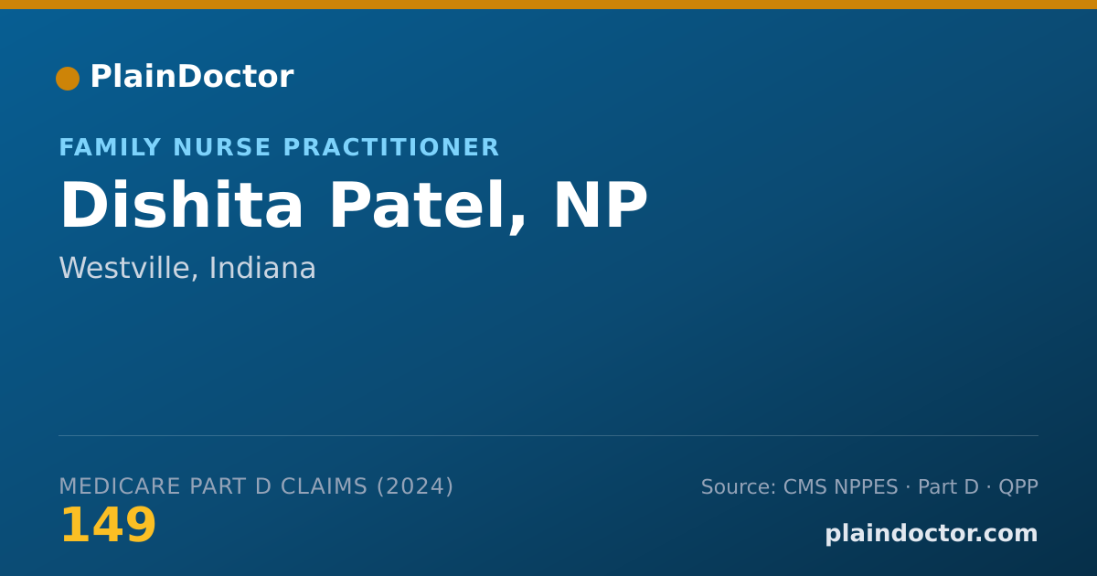 Shareable card for Dishita Patel, NP - Family Nurse Practitioner, Westville, IN