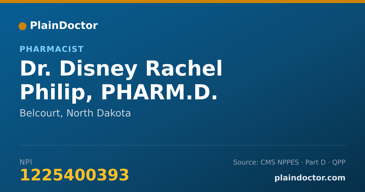 Shareable card for Disney Rachel Philip, PHARM.D. - Pharmacist, Belcourt, ND