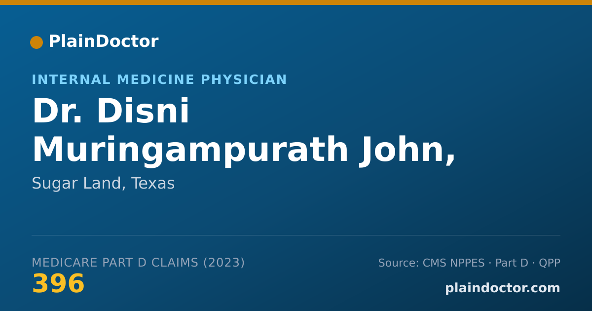 Shareable card for Disni Muringampurath John, MD - Internal Medicine Physician, Sugar Land, TX