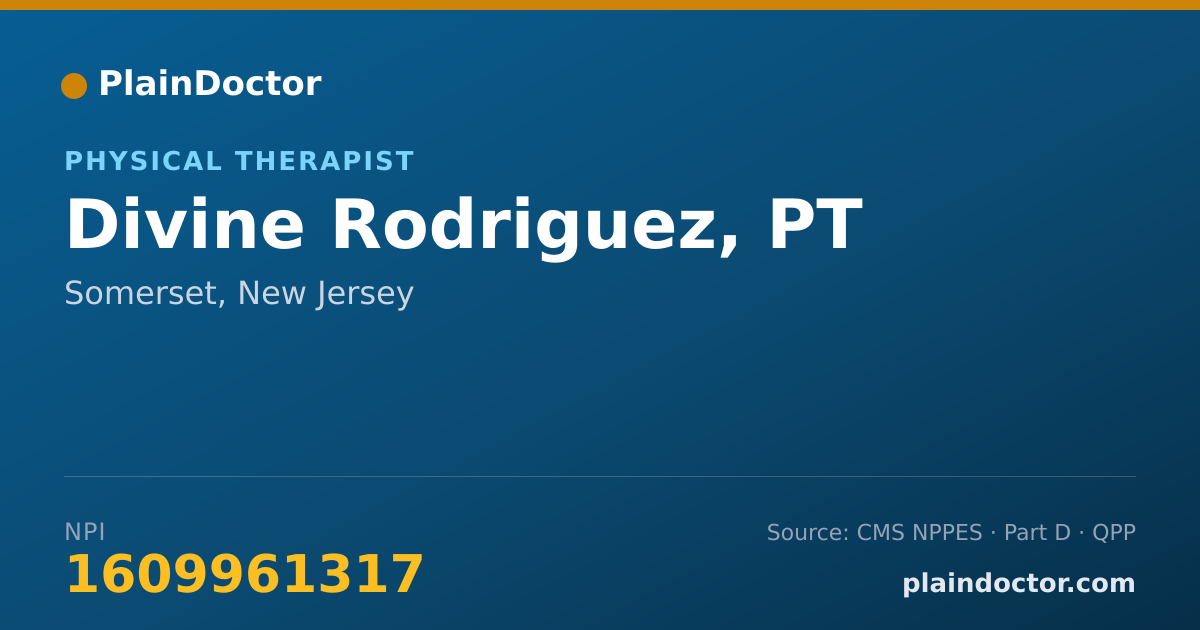 Shareable card for Divine Rodriguez, PT - Physical Therapist, Somerset, NJ